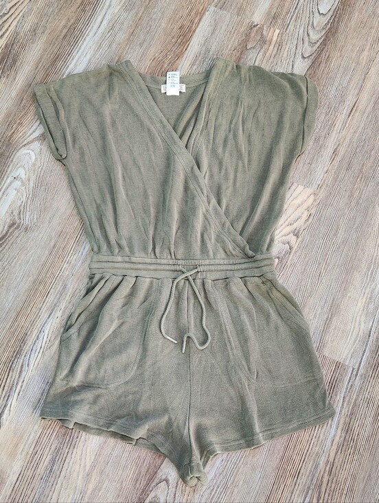 l*space Pants - L Space Great Escape Slub Jersey Romper Olive Green Women S Cap Sleeve One Piece